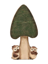 Country Living Green 2 Owls Mushroom Ornament Garden Ornament 42cm