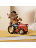 Country Living Brown Highland Cow on Tractor ornament 16cm - British product