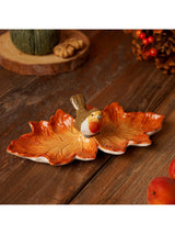Country Living Orange Robin On A Leaf Ceramic Trinket Dish 6x22x11cm