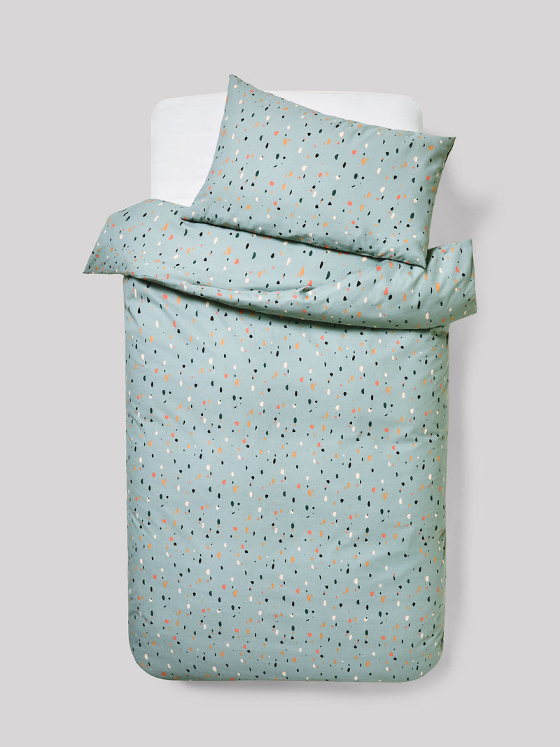 2 Pack Teal Blue Terrazzo Duvet Cover and Pillowcases Set