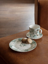 Laura Ashley Thurston Bloom Teal Green Porcelain Mugs Set of 4