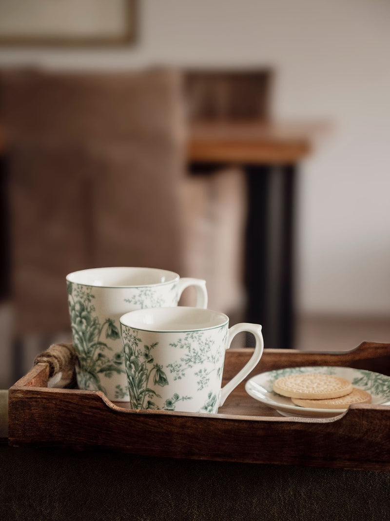 Laura Ashley porcelain mugs set of 4 in teal green, UK version