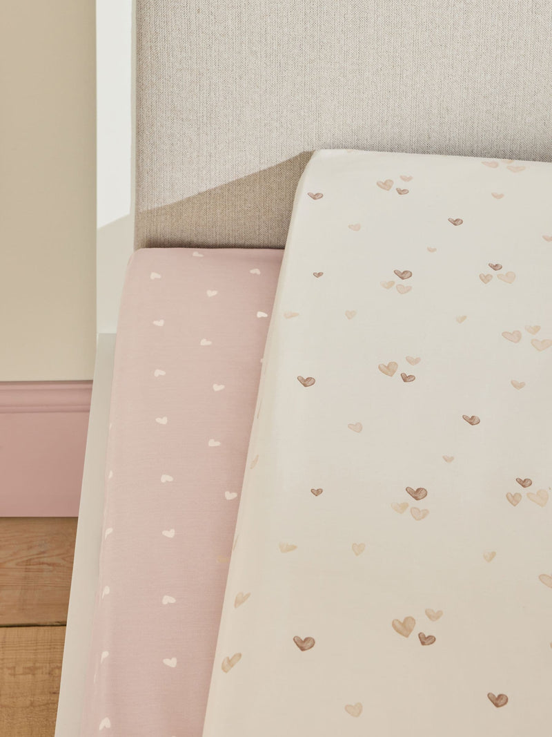 Pink Hearts fitted bed sheets 2 pack, imported from the UK