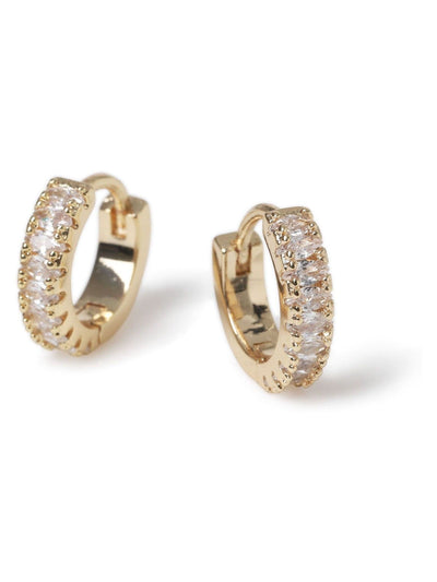 Aela Gold Tone Cubic Zirconia Piercing Huggie Hoop Earrings