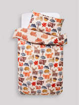 Neutral Bear Duvet Cover and Pillowcase Set 100% Cotton Blue