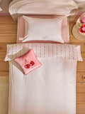 Pink Cherry Bow Duvet Cover and Pillowcase Set