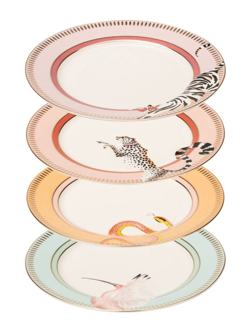 Yvonne Ellen white animal print side plates 19.5cm (British brand)