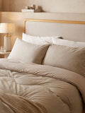Night Lark Natural Oat 4.5 Tog coverless duvet set, imported from the UK