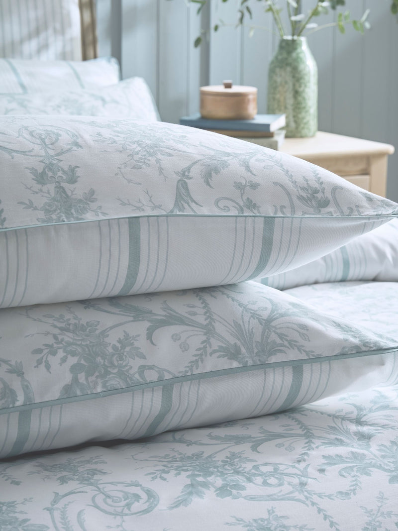 Laura Ashley Blue Seaspray Tuileries reversible duvet cover and pillowcase set, UK version