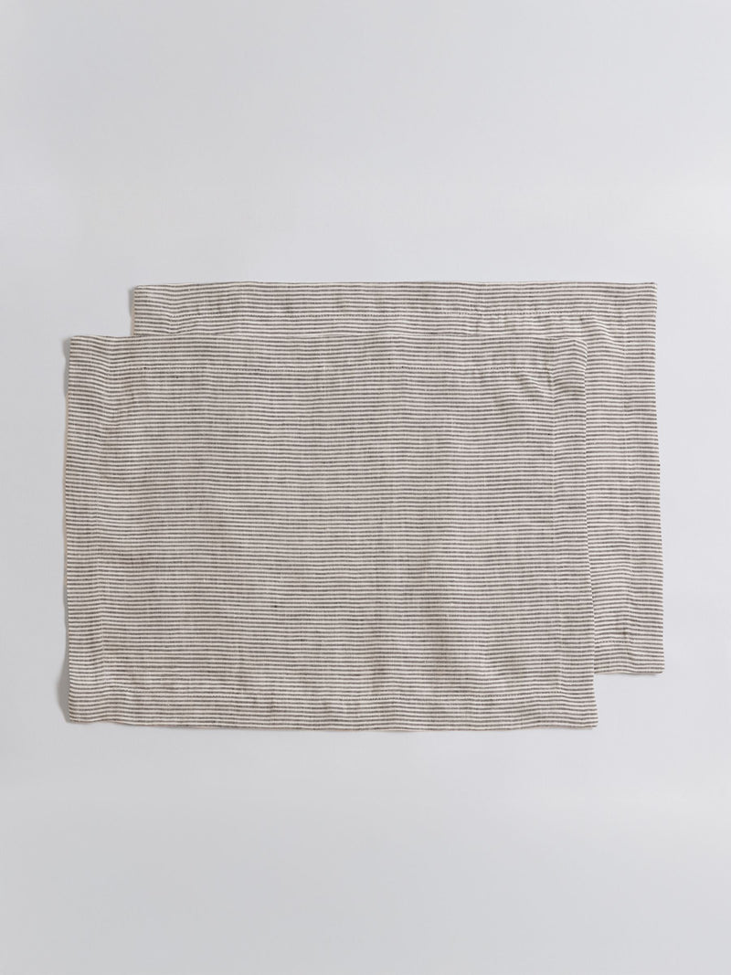 Secret Linen Store Natural Sid Stripe 100% Linen Placemats