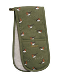 Sophie Allport Forest Green Double Robin Oven Gloves