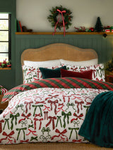 Furn Berry/Pine Nathalie Bows Reversible Duvet Cover and Pillowcase Set