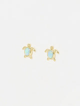 Oliver Bonas Gold Terry Turtle Gold Plated Opalite Stud Earrings