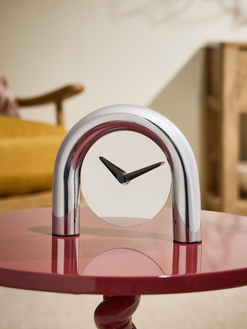 Chrome mini mantel clock 14cm x 16cm x 4cm - British product