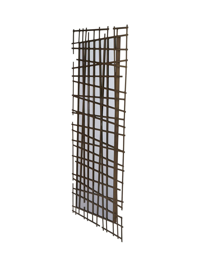 Libra Interiors Gold Lattice Wall Decor Mirror Brass Finish