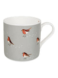 Sophie Allport Grey Robin & Mistletoe Coloured Mug