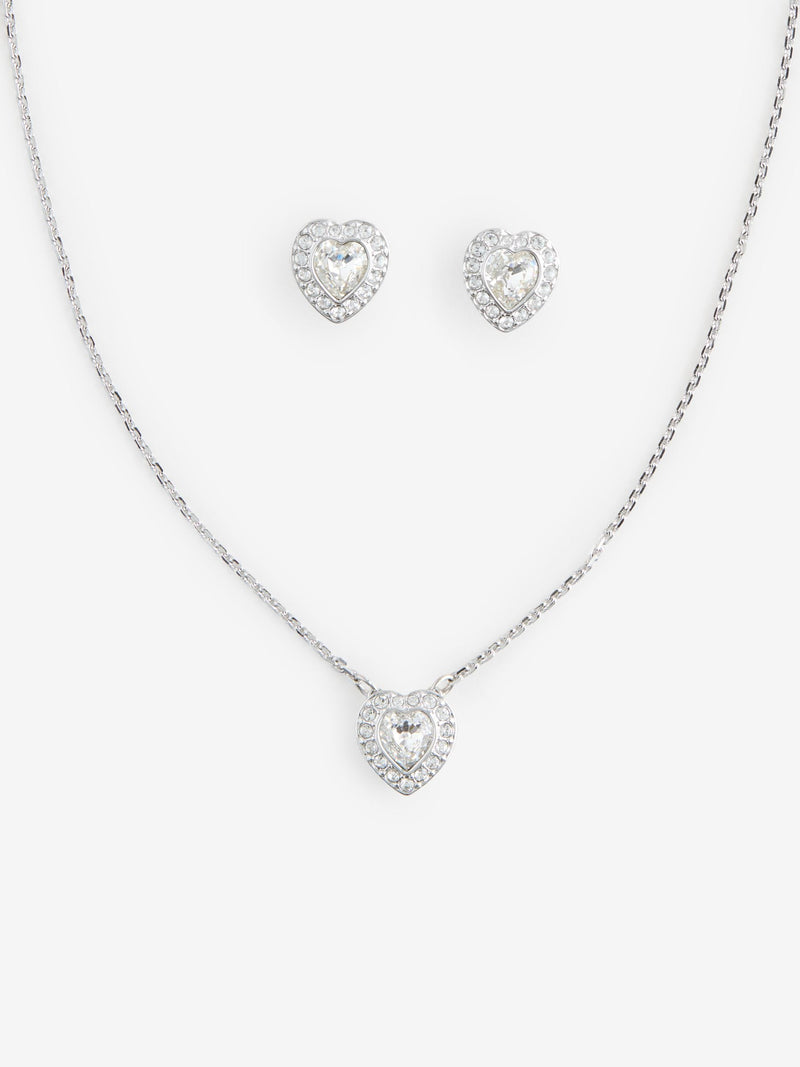 Swarovski White Ariana Grande Heart Rhodium Plated Jewellery Set (British brand)