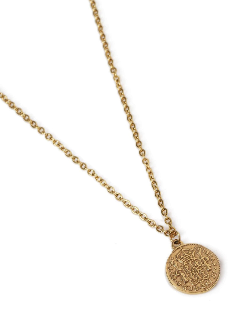DCK Mens Gold Tone Stainless Steel Coin Necklace