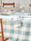 Sophie Allport teal blue gingham linen tablecloth 168cm x 280cm (British brand)