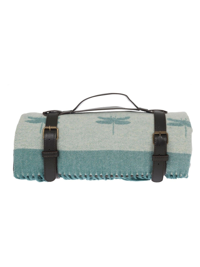 Sophie Allport Teal Blue Dragonfly picnic blanket (British brand)