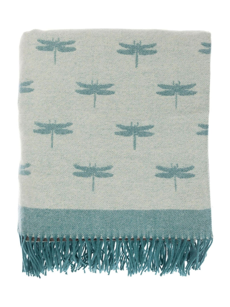 Sophie Allport Teal Blue Dragonfly picnic blanket (British brand)