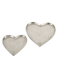Libra Interiors silver Esme heart decorative plates set of 2, UK version