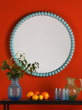 Dar Lighting blue bobbin decorative wall mirror 70cm round - British product