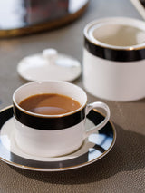Mikasa White Luxe Deco Fine China Tea Cup and Saucer Set of 4