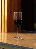Mikasa Gold Sorrento ridged crystal red wine glass set of 4 450ml, imported from the UK