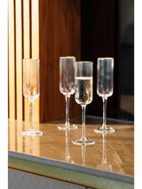 Mikasa Gold Sorrento Crystal Champagne Flute Set 4 x 200ml