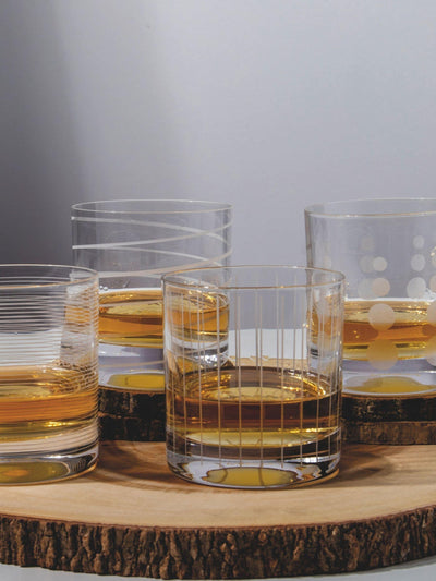 Mikasa Silver Cheers Crystal Whiskey Tumbler Glass Set of 4 270ml