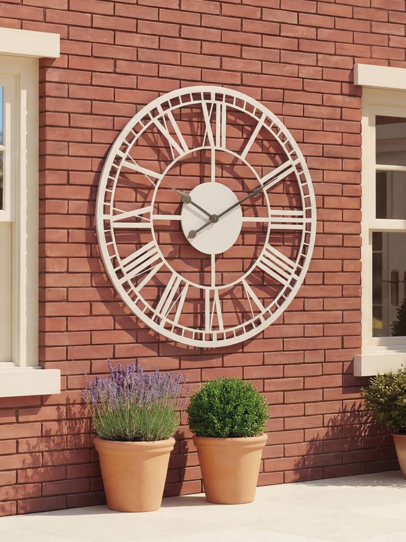 Charles Bentley grey Malham skeleton design outdoor wall clock 90cm - British product
