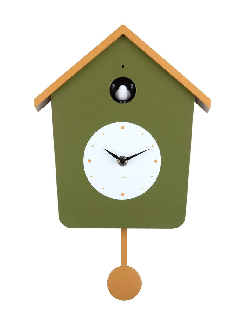 Karlsson Army Green Ochre Yellow Cuckoo Wall Clock