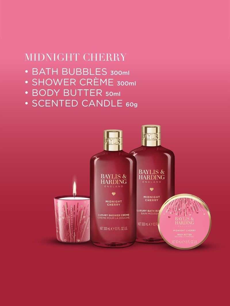 Baylis & Harding Midnight Cherry bath gift set - British product