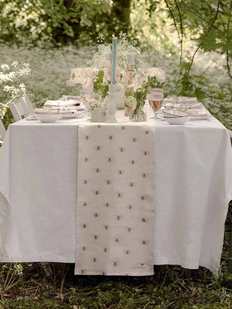 Sophie Allport Natural Linen Bees table runner 280cm x 35cm (British brand)