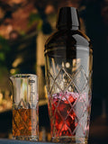 Jeray Clear Black/White Glass Yarai Cocktail Shaker and Jigger