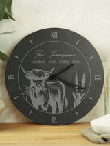 PMC Personalised Highland Cow Slate Wall Clock
