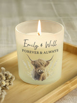 PMC Personalised Highland Cow Frosted Glass Candle Jar