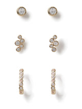 Aela Gold Tone Diamond Simulant Earrings Multipack