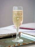 PMC personalised bridesmaid champagne flute glass, imported from the UK