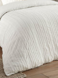 White Harrison Stripe tufted duvet cover set - British product