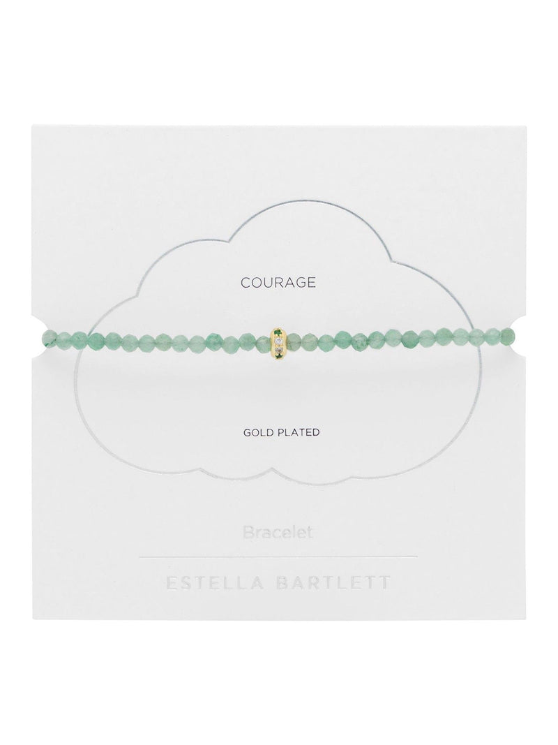 Green Aventurine Bead Bracelet with Cubic Zirconia Charm 18cm x 9cm
