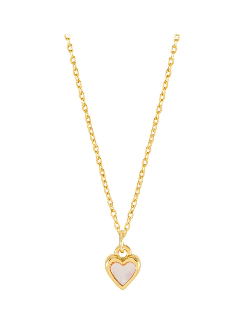 Gold Tone Pink Pearl Heart Necklace Adjustable 44-48 cm