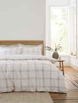 Bianca Natural Oxton Check 200 Thread Count Duvet Cover Set