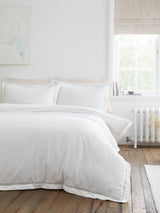Bianca White Oxford Lace Trim 200 Thread Count Duvet Cover Set