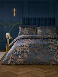 Soiree Navy Midnight Palm Print Jacquard Duvet Cover Set