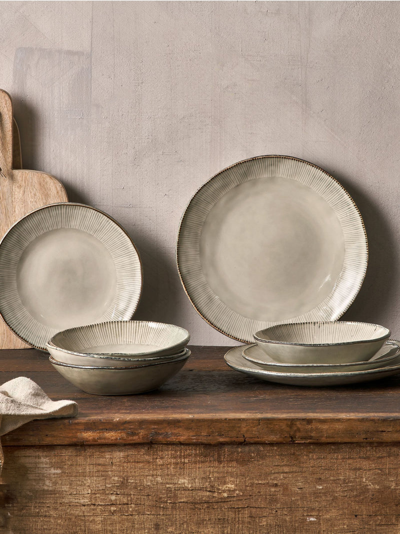 Nkuku Cream Malia dinnerware set 12 piece, imported from the UK