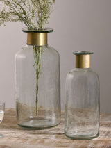 Nkuku Clear Chara Hammered Large Glass Bottle 39cm Height