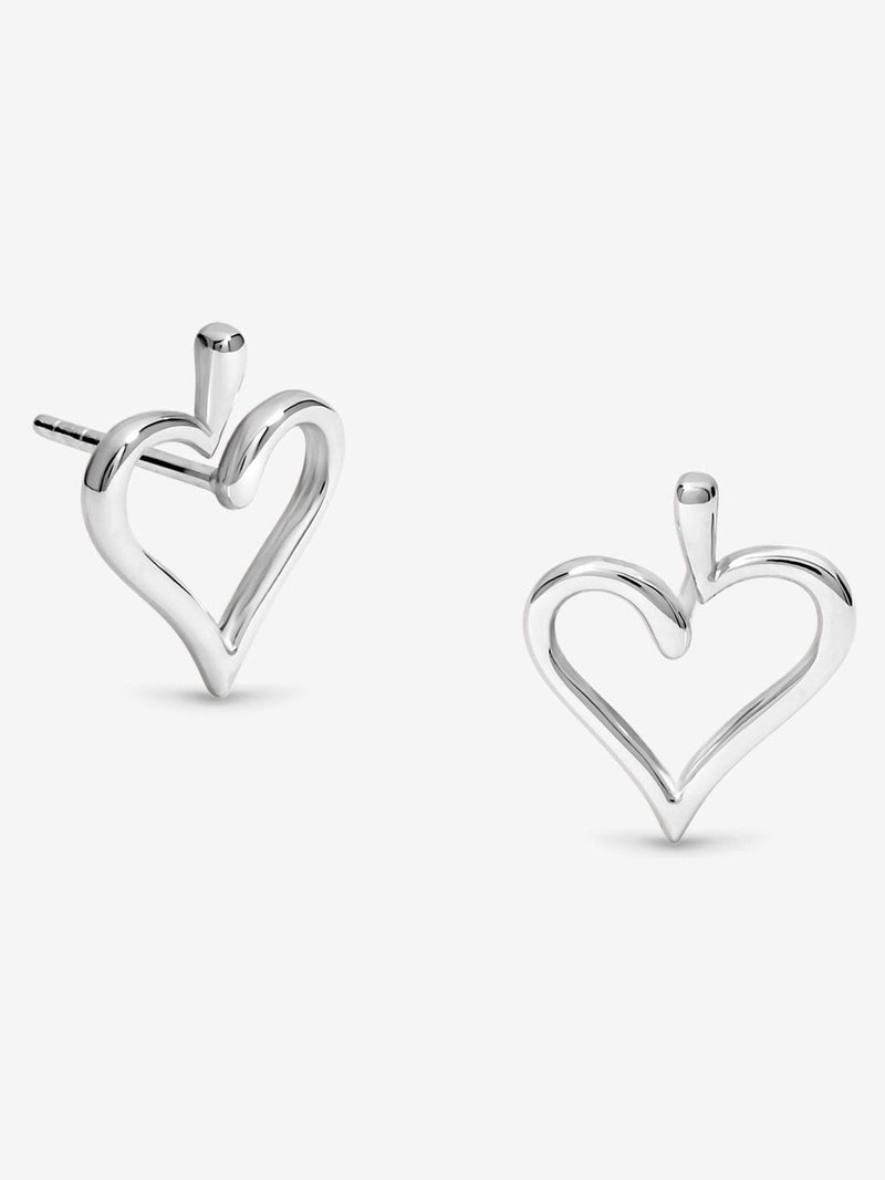 Simply Silver open heart stud earrings 8mm x 10mm (British brand)
