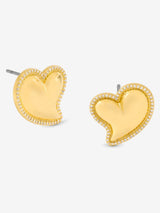 Jon Richard Gold Tone Puff Heart Cubic Zirconia Stud Earrings 23mm x 19mm